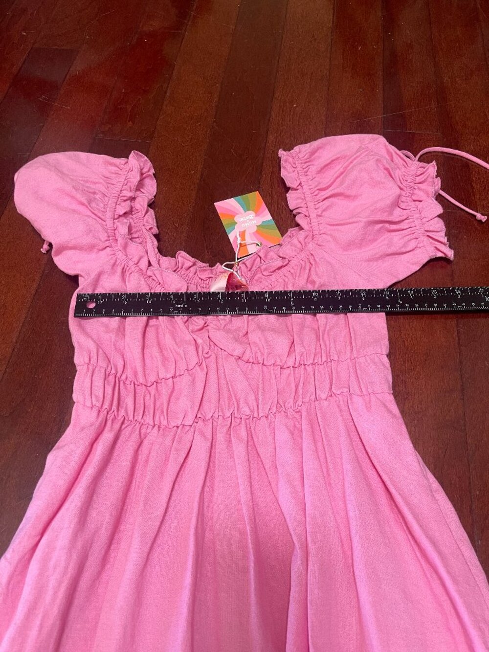 Show Me Your Mumu x Barbie Nikki Mini Dress Pink Linen Blend XS NWT - Picture 6 of 10